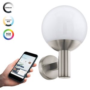 EGLO connect.z Nisia-Z Smart Wandlamp Buiten- E27 - 31,5 cm - Grijs/Wit - Instelbaar RGB & wit licht - Dimbaar - Zigbee