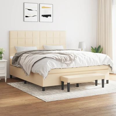 Boxspring met matras stof crèmekleurig 180x200 cm