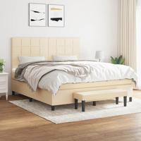 Boxspring met matras stof crèmekleurig 180x200 cm