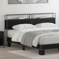 Opberghoofdbord met plank Zwart eiken 180 cm Bewerkt hout