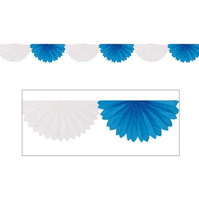 Waaier slinger - 300 cm - papier - blauw/wit - Beieren kleuren - Bayern feestartikelen - oktoberfest
