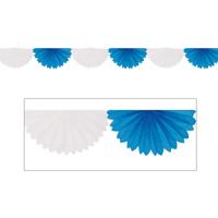 Waaier slinger - 300 cm - papier - blauw/wit - Beieren kleuren - Bayern feestartikelen - oktoberfest
