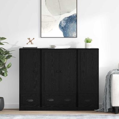 Dressoir met lade 3 pcs Zwart Eiken Bewerkt hout