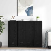 Dressoir met lade 3 pcs Zwart Eiken Bewerkt hout