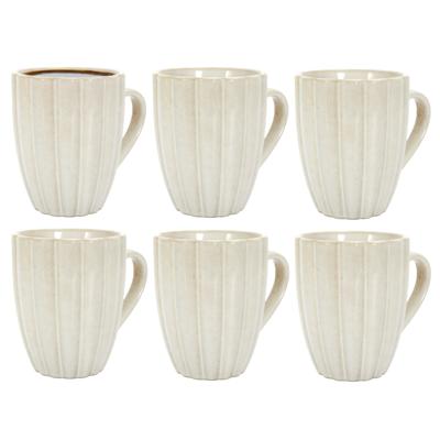 Koffiemokken Venice - 6x stuks - Keramiek - creme wit - 300 ml - 8 x 11 cm