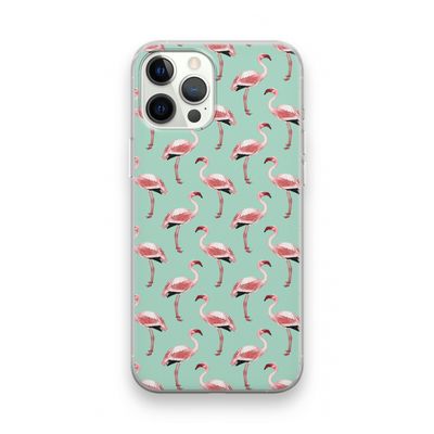 Flamingoprint groen: iPhone 12 Pro Transparant Hoesje