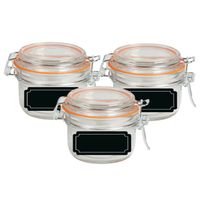 Weckpot/inmaakpot - 6x - 170 ml - glas - met beugelsluiting - incl. etiketten