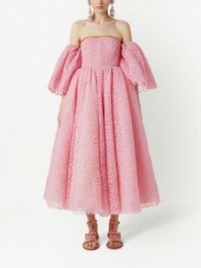 Giambattista Valli robe mi-longue à détails en dentelle - Rose