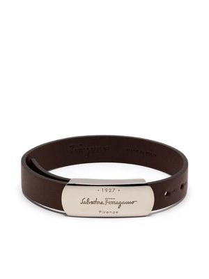 Ferragamo bracelet en cuir à boucle logo - Marron