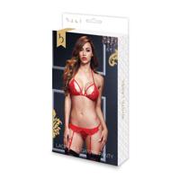 Rode Lacy BH Kouseband & Open Kruis Slip One Size Baci Lingerie BW3101-REDOS Rood (Één maat)