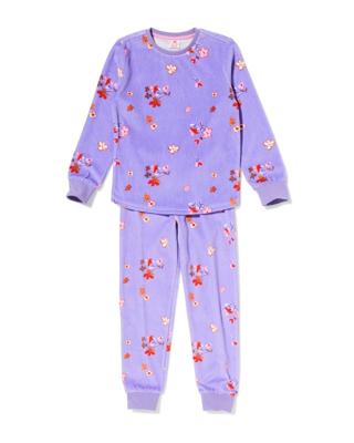 HEMA Kinderpyjama Velours Bloemen Lila (lila)