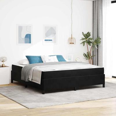 Bedframe met matras Zwart en Wit en Zwart 180 x 200 cm Fluweel