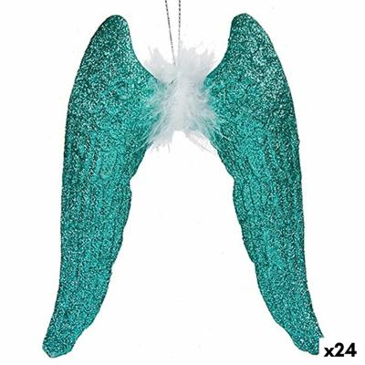 Kerstversiering Engelenvleugels Groen Plastic Purpurine 12,5 x 15 x 2,5 cm (24 Stuks)