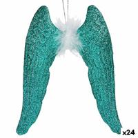Kerstversiering Engelenvleugels Groen Plastic Purpurine 12,5 x 15 x 2,5 cm (24 Stuks)