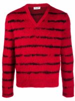 Saint Laurent pull rayé en maille - Rouge