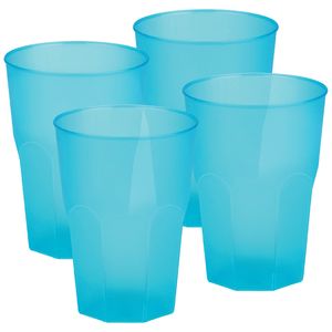 Drinkglazen frosted - turquoise - 24x - 420 ml - onbreekbaar kunststof - Feest/cocktailbekers