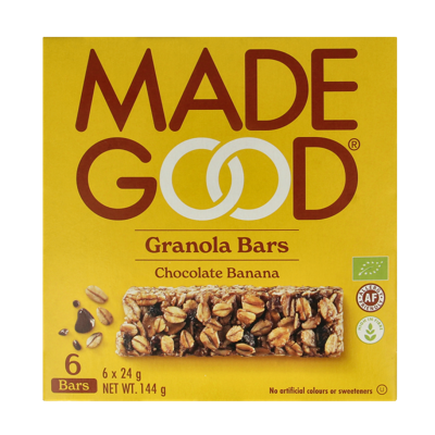 Made Good Granola bar chocolate banana 24 gram bio 6 Stuks Made Good Granola bar chocolate banana 24 gram bio 6 Stuks