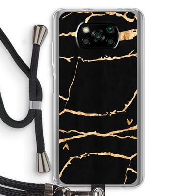 Gouden marmer: Xiaomi Poco X3 NFC Transparant Hoesje met koord