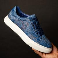 Blue Paisley Panther Sneakers Lureaux - Handgemaakte Nette Schoenen Voor Heren