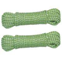 AMIG Paracord touw - 2x - 20 meter - D4mm - 100kg - PP/PE - lichtgroen/wit - thumbnail