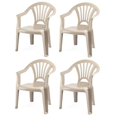 Trendoz Kinderstoel van kunststof - 4x - beige - 35 x 28 x 50 cm - tuin/camping/slaapkamer