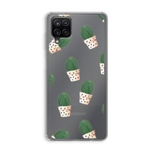 Cactusprint roze: Samsung Galaxy A12 Transparant Hoesje