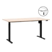 Leen Bakker - Bureau Homeworx Zit/sta Elektrisch Verstelbaar - Eikenkleur/zwart - 75/118x160x80 Cm - Metaal/Hout - Beige