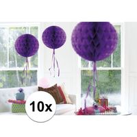 10x feestversiering decoratie bollen paars 30 cm - thumbnail