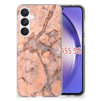 Samsung Galaxy A55 TPU Siliconen Hoesje Marmer Oranje