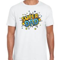 Super dad cadeau t-shirt - wit - voor heren - vaderdag / verjaardag kado - shirt papa