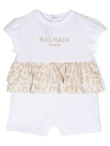 Balmain Kids body en coton à logo imprimé - Blanc