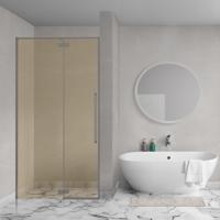Aqua Vista Oria Linea nisdeur - 90x200cm - incl. montageset - champagne glas - Gunmetal SW1186300/SW1175905