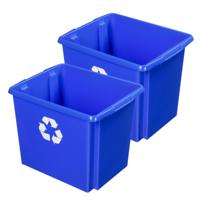 Sunware opslagbox - 2x - kunststof - 45 liter - blauw - 45 x 36 x 36 cm - opbergers - stapelbaar