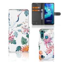 Motorola G8 Power Lite | Telefoonhoesje | Met pasjeshouder | Bird Flowers