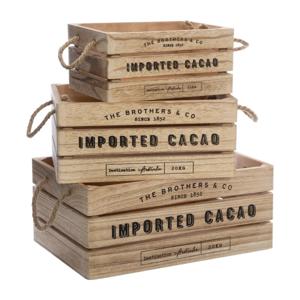 Atmosphera Opbergkisten set 3x stuks - hout - decoratief - vintage look - 35 x 25 x 15 cm