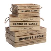 Atmosphera Opbergkisten set 3x stuks - hout - decoratief - vintage look - 35 x 25 x 15 cm