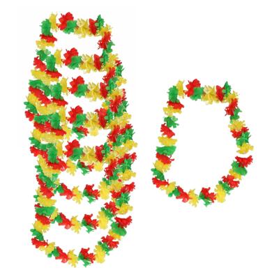 Limburg carnaval gekleurde Hawaii krans - 20x - rood/geel/groen - Carnavals accessoires
