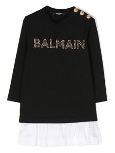 Balmain Kids robe-sweat à logo strassé - Noir