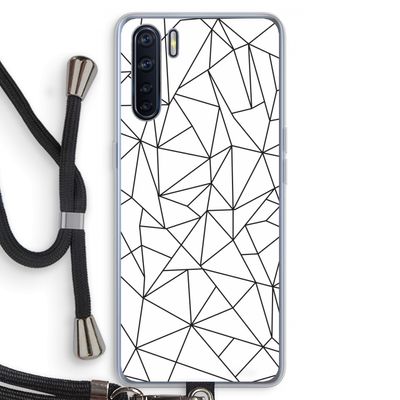 Geometrische lijnen zwart: Oppo A91 Transparant Hoesje met koord