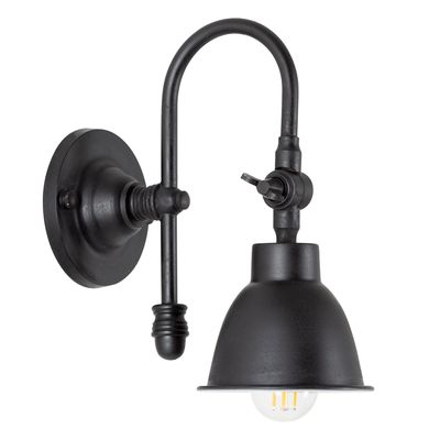 Messing Wandlamp Pasco Antiek Zwart