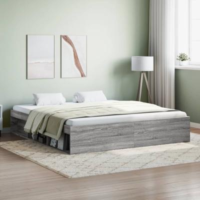 Bedframe grijs sonoma eikenkleurig 180x200 cm Super King Size