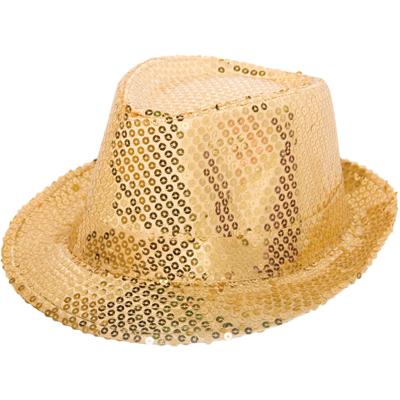 Folat Trilby hoedje - goud glitters - volwassenen - gleufhoedje - feesthoed - goud thema