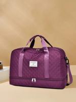 Solid Color Unisex Travel Luggage Zipper Tote Bag, Multifunctional With Independent Shoe Compartment, Large Capacity For Easy Outdoor Storage. Hot Pink / One Size