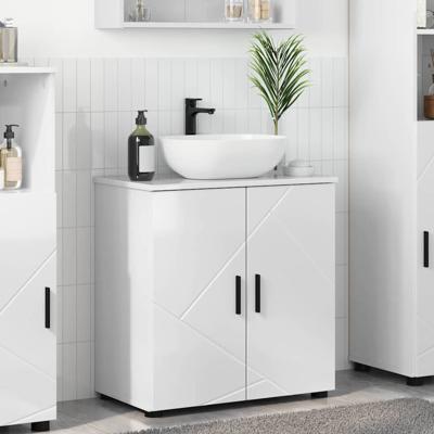 Badkamer Kast Hoogglans wit 61 x 35 x 64 cm Bewerkt hout