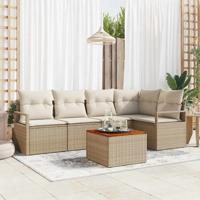 Tuinbankenset met opslag 6 pcs Beige en Crème poly rattan