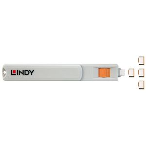Lindy 40428 poortblokker Poortblokkeersleutel USB Type-C Grijs, Oranje 4 stuk(s)