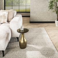 LifestyleFurn Ronde Bijzettafel 'Cassidi' Glas, 30cm, kleur Goud Antiek