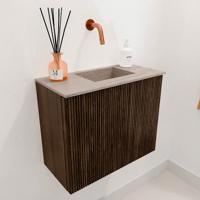 Toiletmeubel Mondiaz Joya Dlux | 50 cm | Meubelkleur Walnut | Faye wastafel Saba Wasbak Rechts | Zonder kraangat(en)