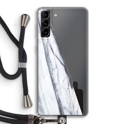 Gestreepte marmer: Samsung Galaxy S21 Plus Transparant Hoesje met koord