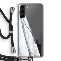 Gestreepte marmer: Samsung Galaxy S21 Plus Transparant Hoesje met koord